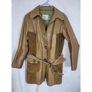 Vintage Pioneer Wear Women's Western Jacket Belted Coat Leather Suede 70's Sz M